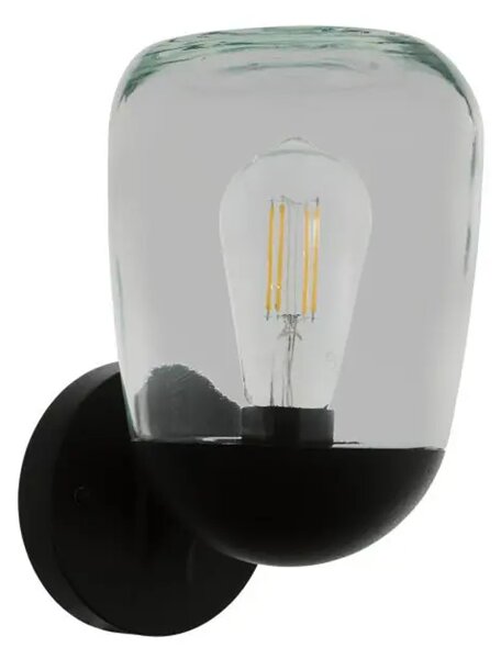 VANJSKA ZIDNA LAMPA 1xE27 60W, IP44, ALUMINIJ/STAKLO/CRNA DONATORI 98701