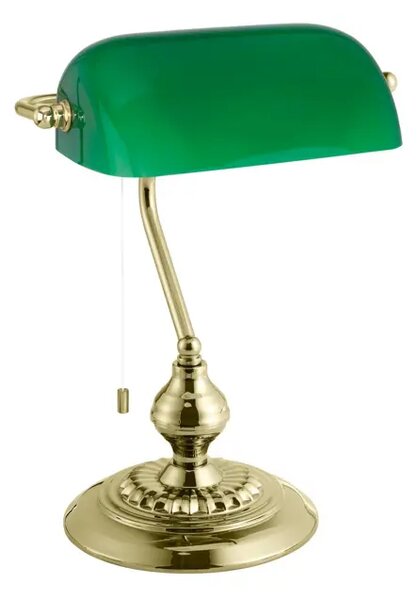 STOLNA LAMPA 1xSJAJNI MESING/ZELENO STAKLO BANKER 90967