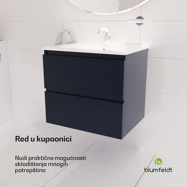Blumfeldt Johnstone, umivaonik i kupaonski ormarić, 60 cm, keramički umivaonik, Soft-Close