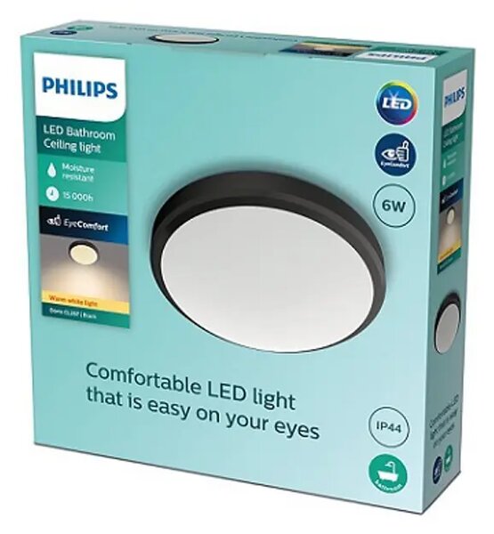 Doris CL257 PHILIPS PLAFONJERA CRNA EC RD 6W 27K HV IP44 06 8719514326583