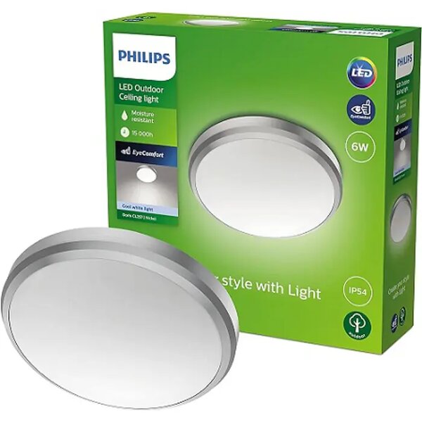 Doris PHILIPS PLAFONJERA NICKEL 6W 40K IP54 HV 8719514417854