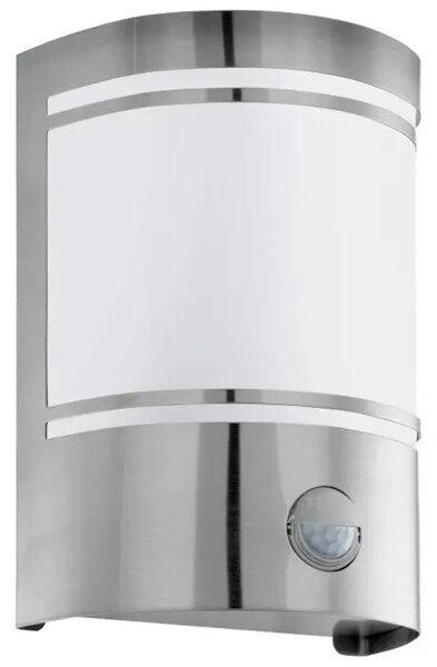 VANJSKA ZIDNA LAMPA 1xE27 SA SENZ. INOX/OPAL STAKLO, BIJELO CERNO 30192