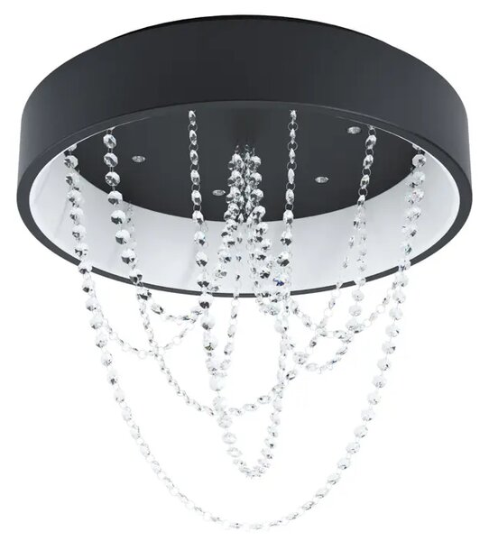 PLAFONJERA 1xLED 34W + 6X5,4W, PROM 595, SA DALJINSKIM, CRNA/KRISTAL BERLONA 39762