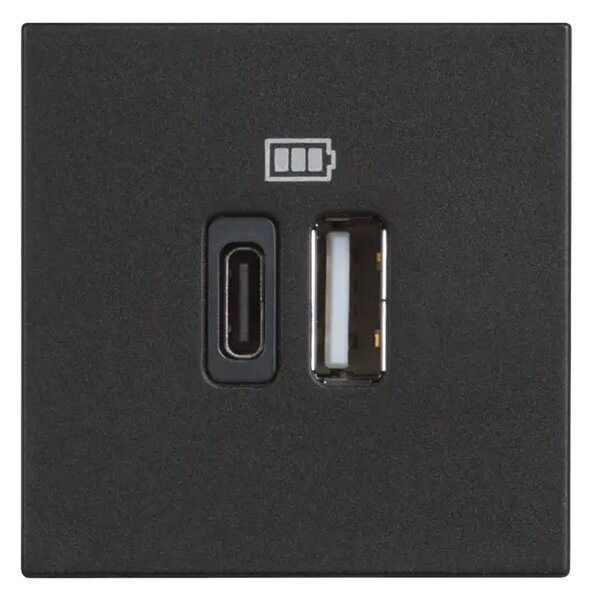 CLASSIA USB UTIČNICA TIP A + TIP C/230V AC/5V DC/3A 2M CRNA RG4287C2