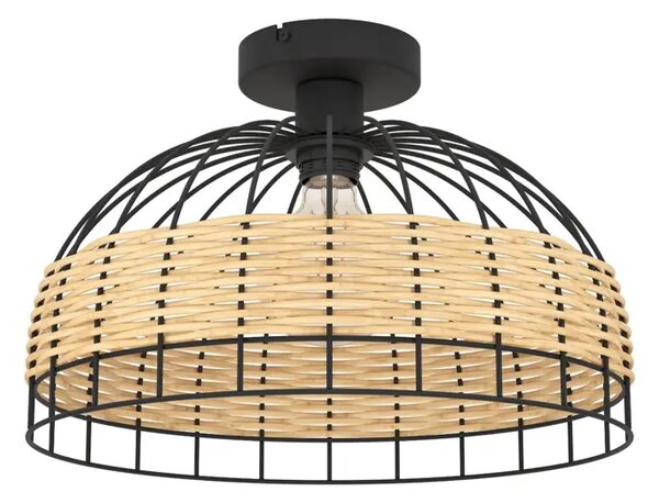 PLAFONJERA 1xE27 PROM 380, CRNA/RATAN NATUR ANWICK 43398