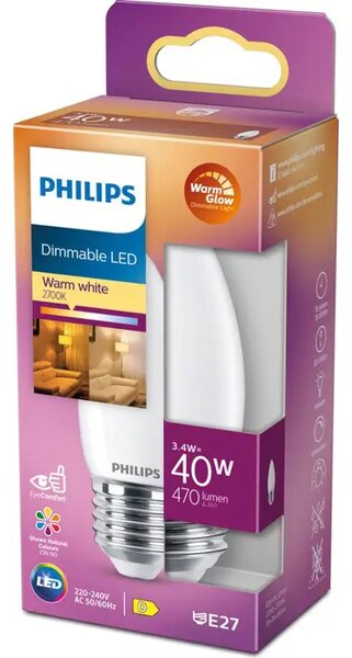 LED CLASSIC ŽARULJA PHILIPS 40W B35 E27 FR WGD90 SRT4 8719514324312