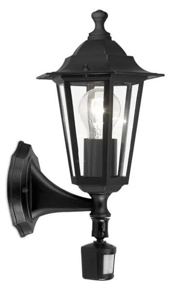 VANJSKA ZIDNA LAMPA 1xE27 SENZOR, CRNA LATERNA 4 22469