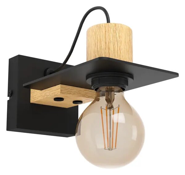 ZIDNA LAMPA 1xE27 CRNA/SMEĐE DRVO BRAMERTON 43753