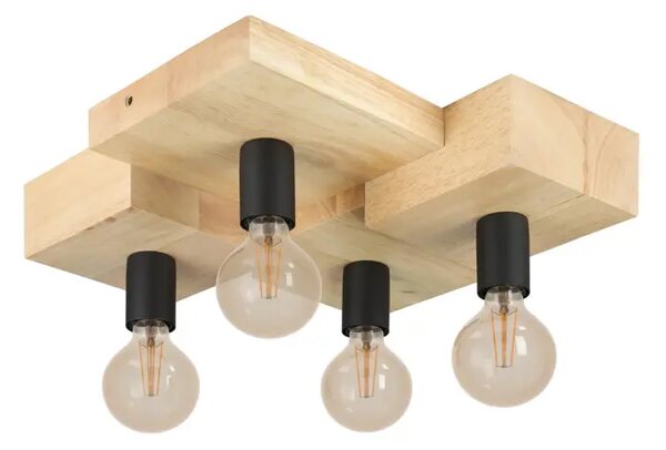 STROPNA LAMPA 4xE27 SMEĐE DRVO/CRNA GRLA HALKIN 43798