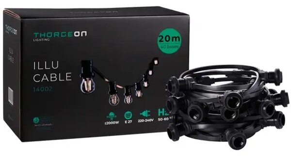 LED RASVJETNI LANAC ZA BALKON ILI TERASU E27 21.5m 40 bases IP44 -0,5m 4751029894564