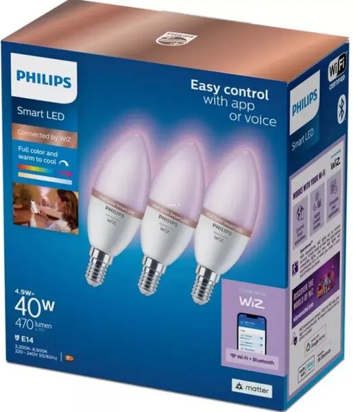 PHILIPS SMART ŽARULJA WFB 40W C37 E14 922-65 RGB 3CT/6 8720169210318