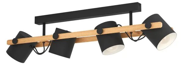 STROPNA LAMPA 4xE27 CRNA/KREM/DRVO HORNWOOD 43558