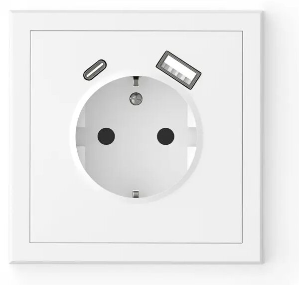 043-519 ADRIA - ŠUKO UTIČNICA 2P+E/16A/250V/VIJAK + USB A + USB C BIJELA 3856024407786