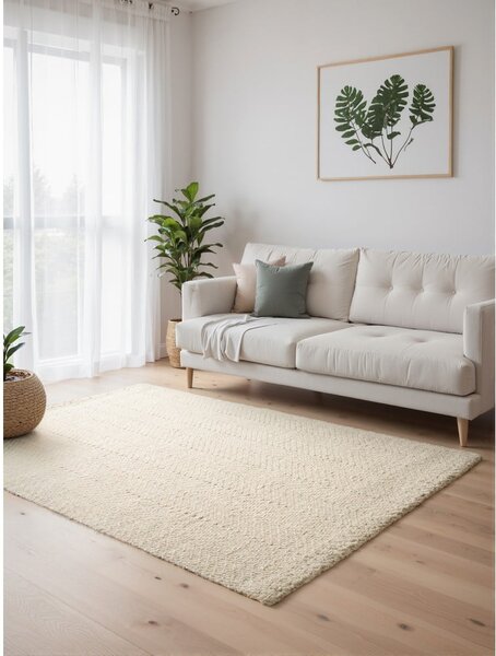 Krem/boje slonovače ručno rađen tepih od mješavine vune 80x150 cm Majoli – Elle Decoration