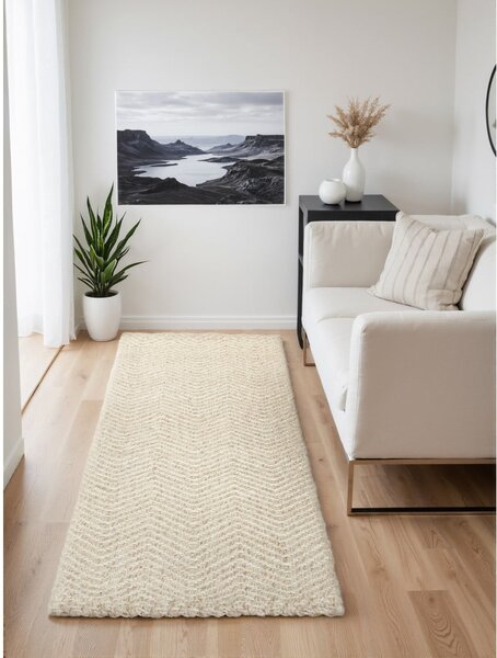 Krem/boje slonovače ručno rađena staza od mješavine vune 80x200 cm Majoli – Elle Decoration