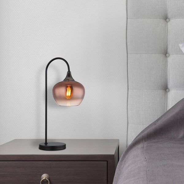 Globo Stolna lampa Maxy, bakar/crna, staklo, visina 54 cm, E27, Bakar, Dnevni boravak/blagovaonica, Staklo
