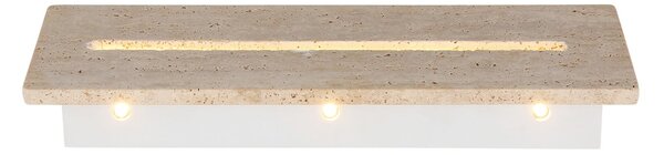 Globo Rojas LED zidna svjetiljka, bež/bijela, travertin, širine 40 cm, Bijela, Dnevni boravak/blagovaonica, Kamen