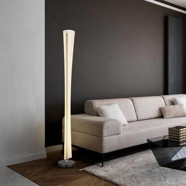 Globo Malinda LED podna lampa, prozirna/antracit, visina 155 cm, CCT, Providna, Dnevni boravak/blagovaonica, Plastika