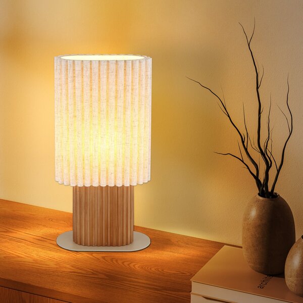 Globo Stolna lampa Jannie, prirodna/smeđa/pješčana, lan, 45 cm, E27, Bež, Dnevni boravak/blagovaonica, Tkanina / tekstil