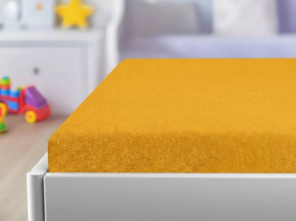 Frotirna plahta za dječji krevet PREMIUM 60x120 cm žuto-narančasta