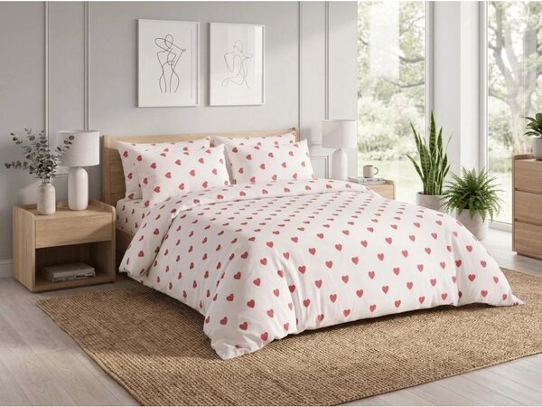 Posteljina od pamuka HEART CHARM bijela, 100% pamuk Dimenzije posteljine: 70 x 90 cm | 140 x 200 cm