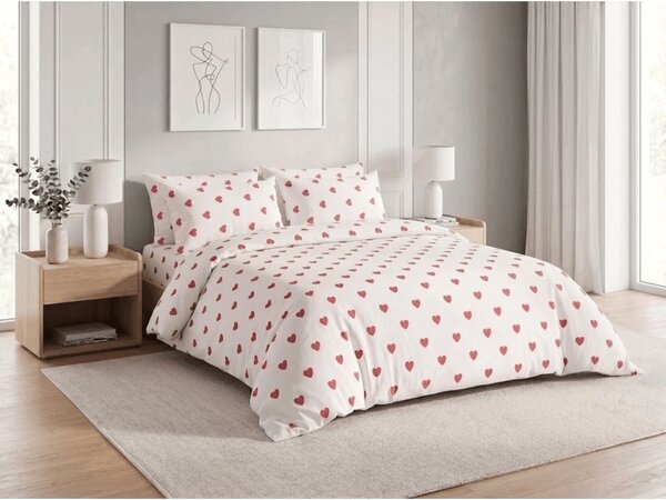 Posteljina od pamuka HEART CHARM bijela, 100% pamuk Dimenzije posteljine: 70 x 90 cm | 140 x 200 cm