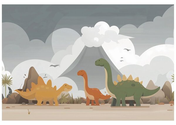 Tapeta šareni dinosauri u krajoliku