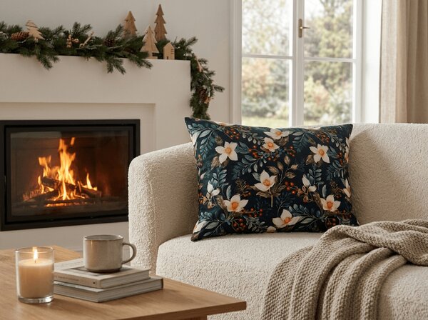 Jastučnica od mikrovlakana WINTER MAGNOLIA 50x70 cm, šarena