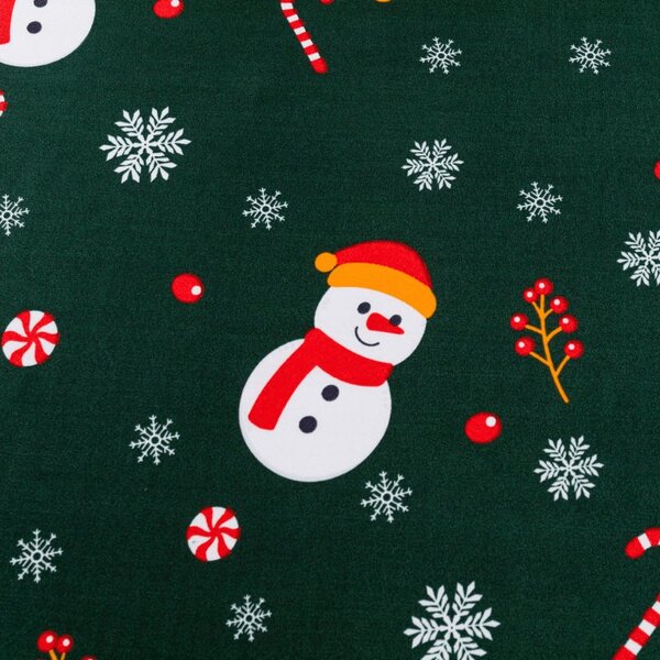 Plahta od mikrovlakana SNOWMAN AND GINGERBREAD zelena 90x200 cm