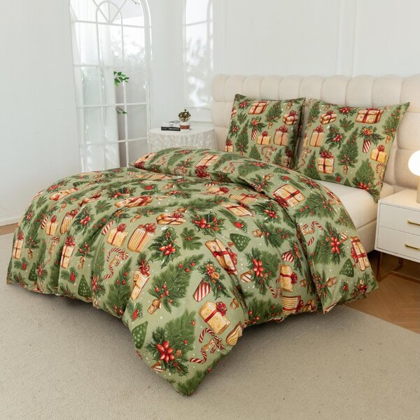 Posteljina od mikrovlakana CHRISTMAS PRESENTS zelena Dimenzije posteljine: 70 x 90 cm | 140 x 200 cm