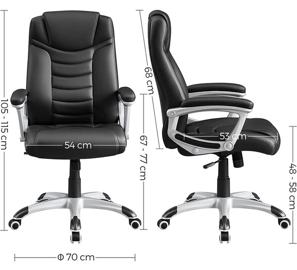 Songmics Ergonomska uredska stolica, okretna stolica s podesivom visinom