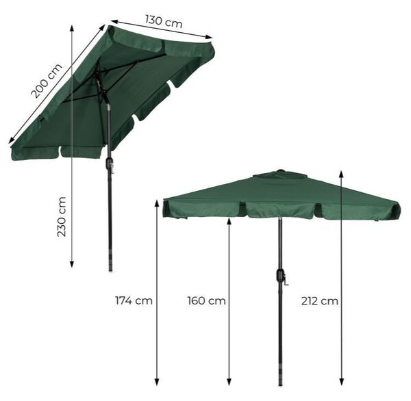 Elegantni vrtni suncobran s podesivim nagibom 200x130 cm Siva