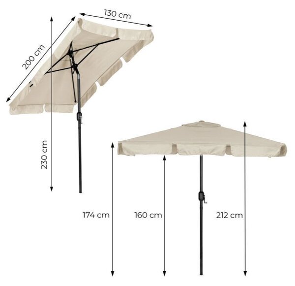 Elegantni vrtni suncobran s podesivim nagibom 200x130 cm Siva