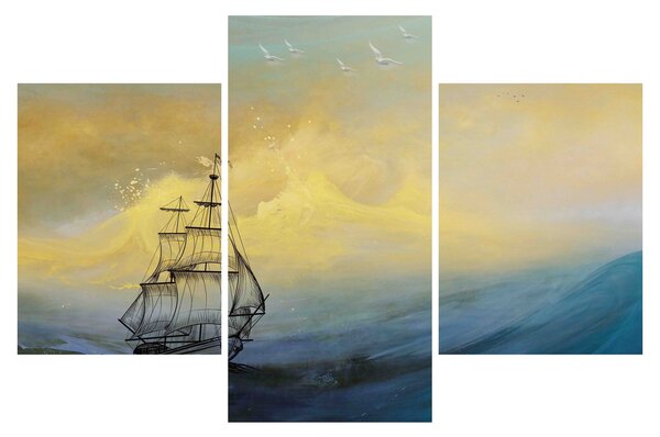 Slika - Slikani brodovi na moru (90x60 cm)