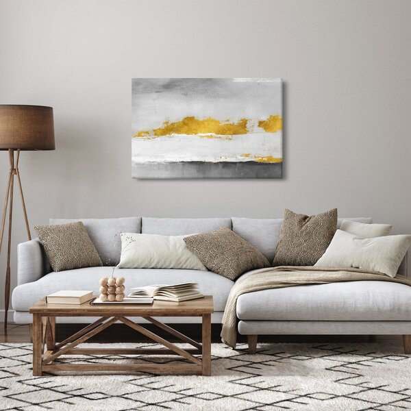 Slika - Zlatni i sivi potezi (90x60 cm)