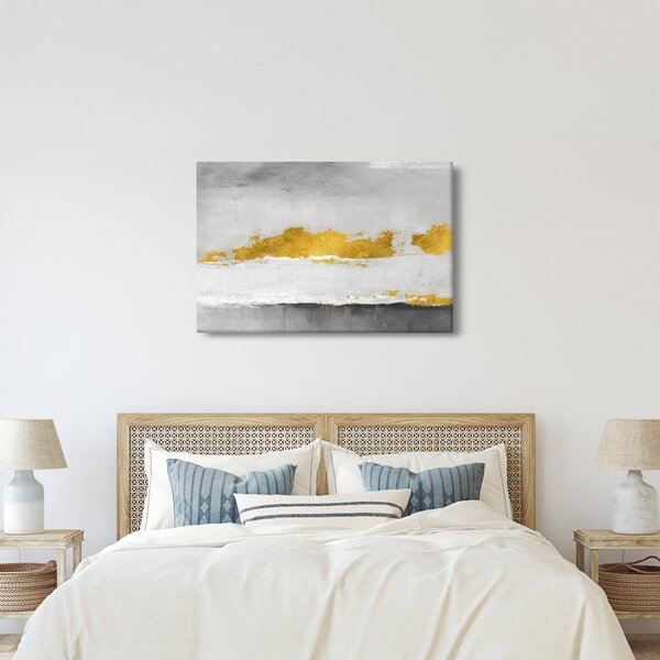 Slika - Zlatni i sivi potezi (90x60 cm)