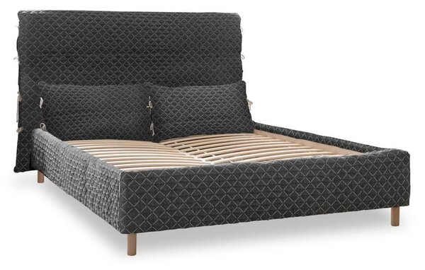 Sivi tapecirani bračni krevet s podnicom 160x200 cm Sleepy Luna - Miuform