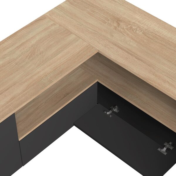 Crna/u prirodnoj boji TV komoda u dekoru hrasta 130x46 cm Angle – TemaHome