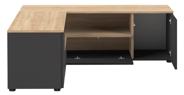 Crna/u prirodnoj boji TV komoda u dekoru hrasta 130x46 cm Angle – TemaHome