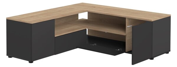 Crna/u prirodnoj boji TV komoda u dekoru hrasta 130x46 cm Angle – TemaHome