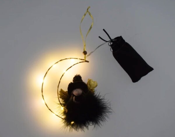 LED viseći crni anđeo MOONY, 16 cm