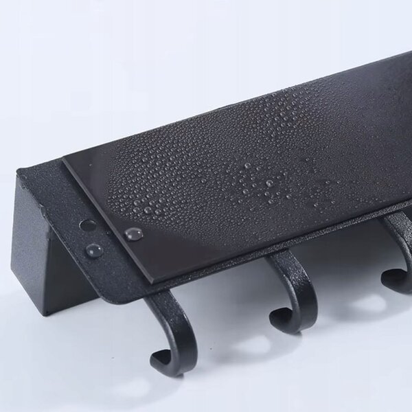 Metalna magnetska zidna polica za odjeću i ključeve 24 cm crne