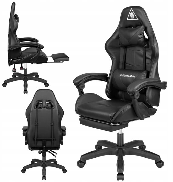 Podesiva tapecirana računalna stolica za igranje s nogama GX-150 Black