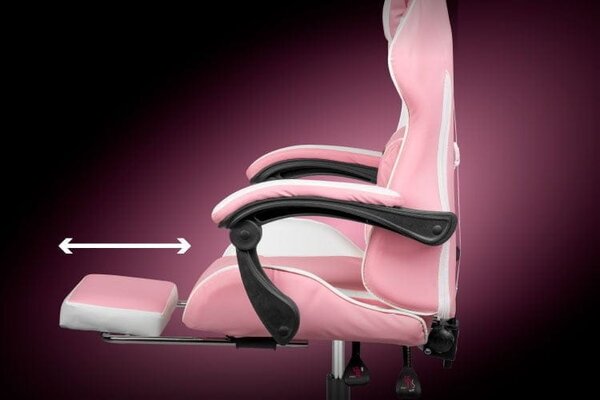 Podesiva tapecirana računalna stolica za kockanje s nogama GX-150 Pink