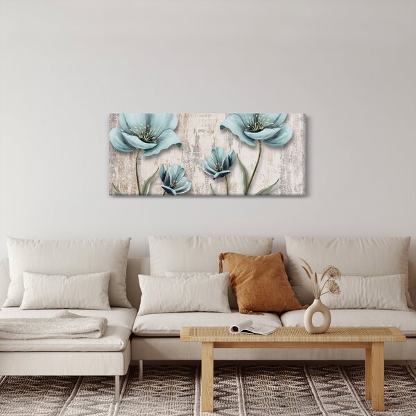 Slika - Cvijeće na teksturi (120x50 cm)