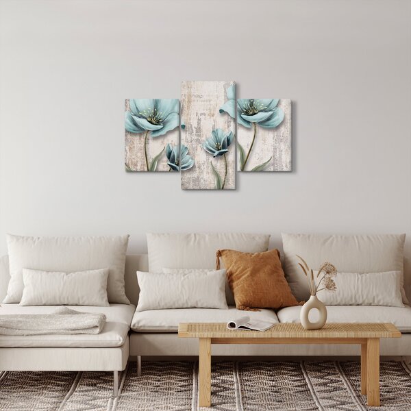 Slika - Cvijeće na teksturi (90x60 cm)