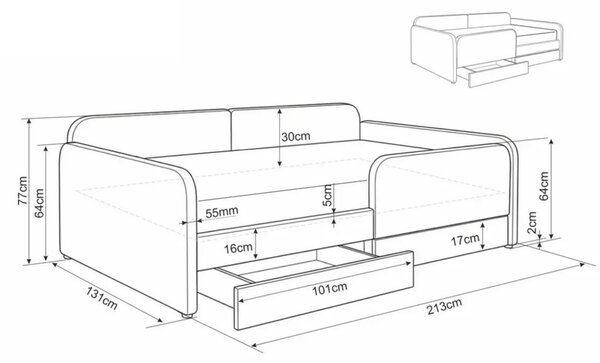 Tapecirani krevet ORVEXA s prostorom za pohranu 120 x 200 cm, bež