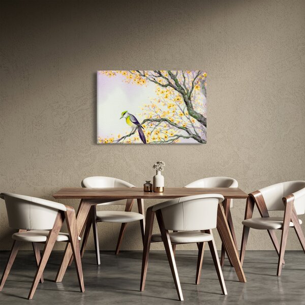 Slika - Akvarel ptica na drvetu (90x60 cm)