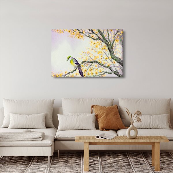 Slika - Akvarel ptica na drvetu (90x60 cm)