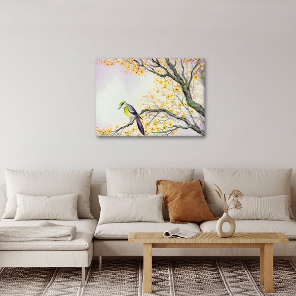 Slika - Akvarel ptica na drvetu (70x50 cm)